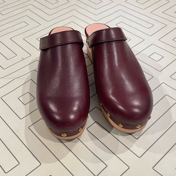 J. Crew Burgundy Leather Studded Mules - Picture 2 of 13